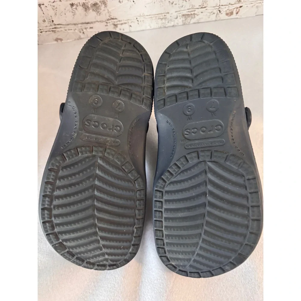 Crocs‎ Baya Lined Clogs Navy Blue Fleece Fur Fuzzy Mens 7 Womens 9 Slip On Shoes